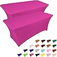 IVAPUPU 2 Pack 6FT Table Cloth for Rectangular Fitted Events Stretch Fuchsia Table Covers Washable Table Cover Spandex Tablecloth Table Protector for Party, Wedding, Cocktail, Banquet, Festival