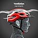 MOKFIRE Adult Bike Helmets with Rechargeable USB Light, Bicycle Helmet Men Women, Road Cycling & Mountain Biking Helmet with Removable Visor and Lining, 22.05-24.41 Inches (Red)