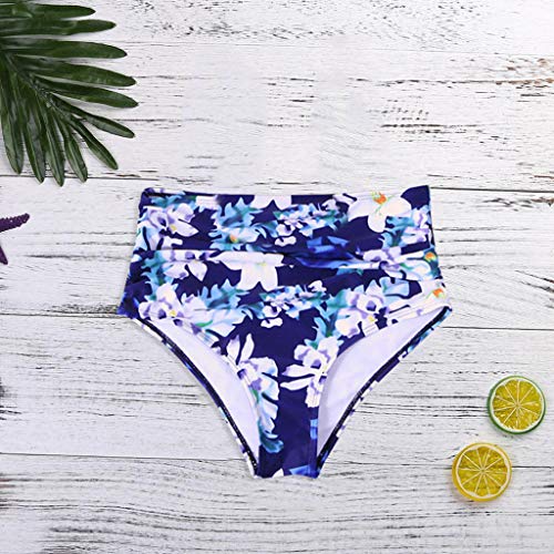 HJuyYuah Women High Waisted Bikini Swim Pants Shorts Bottom Swimsuit Swimwear Bathing Blue