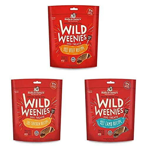 Stella & Chewy's Freeze-Dried Raw Wild Weenies Dog Treats (Bundle of 3, 3.25 oz…