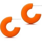 RUOFFETA Acrylic Chunky Hoop Earrings, Lightweight Thick Open Hoops Candy Color Hoop Earrings for Women