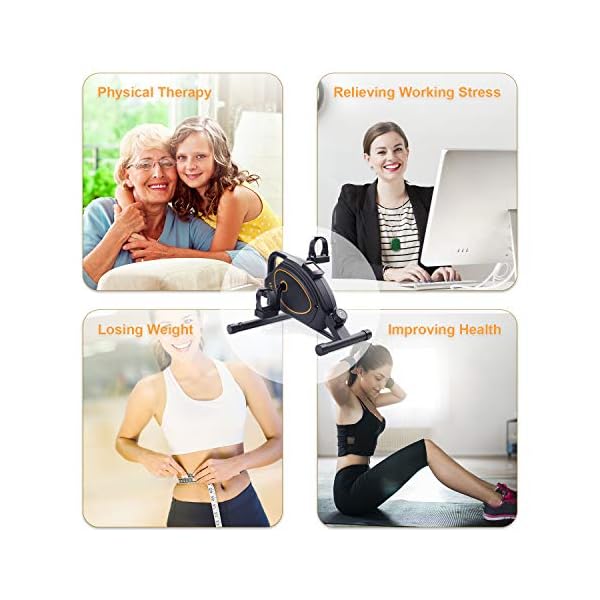 Mini-Exercise-Bike-Pedal-Exerciser-Under-Desk-Bikes-Stationary-Magnetic-Cycle-Home-Office-Portable-Workout-Equipment-8-Levels-Adjustable-Tension-Resistance-Bands-Included Mini Exercise Bike Pedal Exerciser Under Desk Bikes Stationary Magnetic Cycle Home Office Portable Workout Equipment 8 Levels Adjustable Tension (Resistance Bands Included)