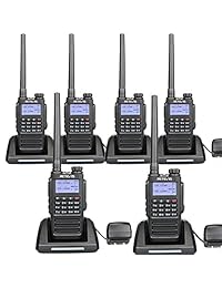 Retevis RT87 Radios de dos vías Resistente al agua IP67 VHF UHF FM 128 canales Manos libres Dual Band Scrambler Alarma Seguridad Walkie Talkies de largo alcance (paquete de 6)