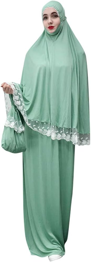 Mitiy Muslim Women's Islamic Salat Prayer Dress Clothing Outfit Khimar Hijab Telekung Isdal Skirt Set