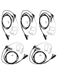 5 X 1 Pin Air Covert Acoustic Tube Earpiece Headset Compatible For Motorola TLKR T60 T80 T3 T4 T5 MD200 MB140R,T5428, T6200 Two Way Radio Walkie Talkie (5 Packs)