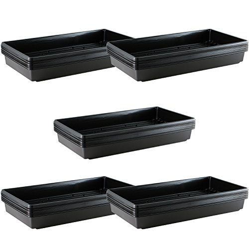 Yield Lab 10 x 20 Inch Black Plastic Propagation Tray - Hydroponic, Aeroponic, Horticulture Growing Equipment (50, Trays)