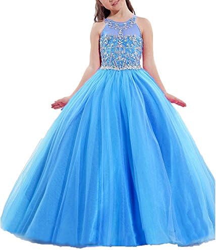 Meilishuo Girls Birthday Party Ball Gowns Beaded Kids Pageant Dresses Long XM006