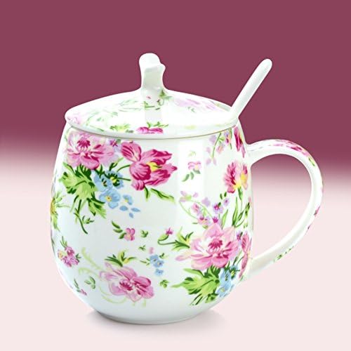 Ceramic coffee mug made with bone china in porcelain cup white with spoon-K 500ml