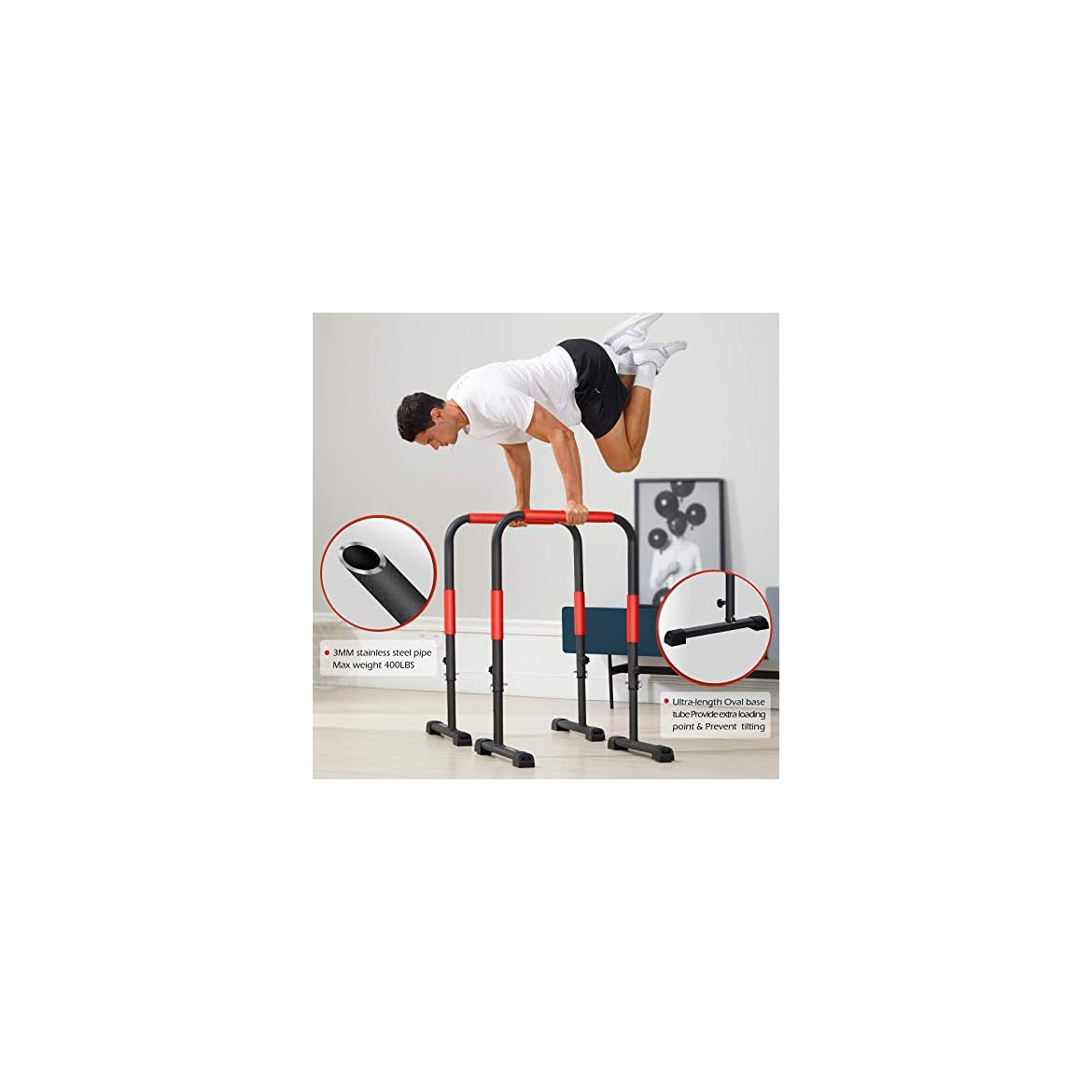 Sportsroyals Dip Station Dip Bar Parallel Bars for Home Workout with