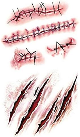 HOT! 1Pcs Halloween Zombie Scar Tattoos Fake Scars Bloody Costume Makeup Halloween Decoration Horror Wound Scary Blood Injury Sticker