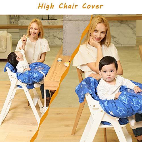 SDADI 2-in-1 Shopping Cart Cover, High Chair Cover for Baby and Toddler, Unisex for Boy or Girl, Carry Bag Attached, Blue