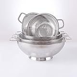 chéri d'amour Colander, Top Rated Micro-Perforated, Stainless Steel, Heavy Duty Handles and Stable Base