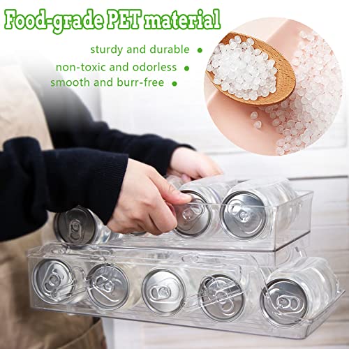 HANSGO Auto Rolling Soda Can Organizer, Double-Layer Can Dispenser Collapsible Beverage Storage Organizer for Refrigerator Kitchen Pantry Cabinet Canned Food