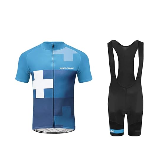 Uglyfrog 2019 Herren Radtrikot Set Fahrradbekleidung Schnell Trocken Fahrrad Trikot Kurzarm + Radhose mit 3D Sitzpolster DEHe