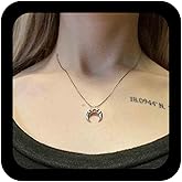 Iaceble Boho Moon Crescent Choker Necklace Half Moon Pendant Necklace Silver Crescent Necklace Double Horn Necklace Jewelry for Women