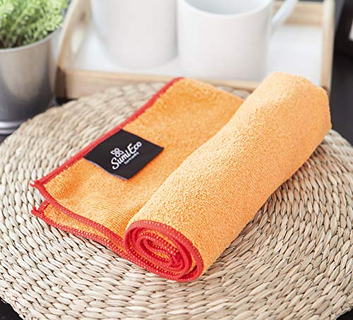 SUMI ECO ECO-FRIENDLY The Perfect Yoga Hand Towel 2SET - Super Soft, Sweat Absorbent, Multicolored Wicking, Non-Slip Bikram Hot Yoga Rug for Pilates Lovers (Orange | Red Edge)