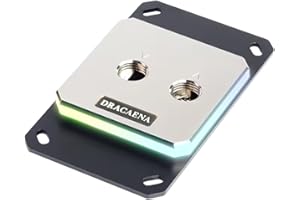 Dracaena.io AMD CPU Water Block, 63x63mm Full Metal RGB Water Cooler for AM4/AM5 CPU Socket, Copper/Aluminum/Acrylic, G1/4 Th