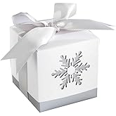 LASLU Wedding Candy Boxes- Snowflake Candy Bag With Gift Ribbons for Wedding Party Favor Party Decoration Favors Gifts (50pcs, Snowflake)