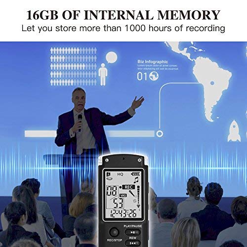 16GB Digital Voice Recorder-Mini HD Voice Recorder 580 Hours Recordings Capacity-Sound Recorder MP3 Player for Lectures/Meetings/Interview - Thumbnail 3