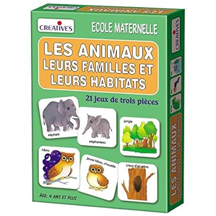StonKraft Animal Families & Their Homes (French) | Learn French | Learning Games | Educational Games & Toys | Matching Games for Kids & Toddlers