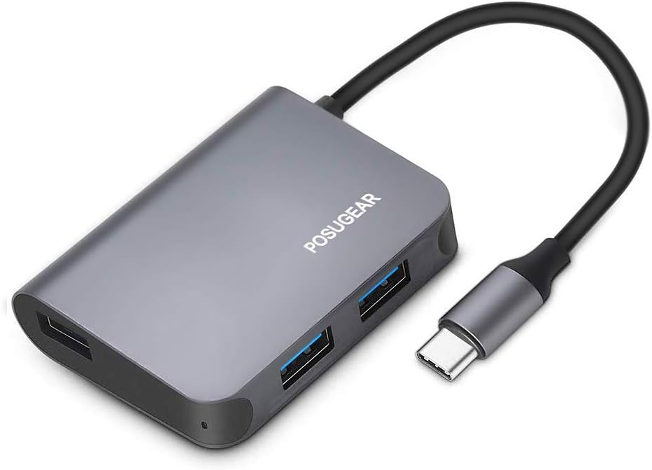 USB Type C HUB to 4 Ports USB 3.0 Multiport Adapter, POSUGEAR Type C Converter with Power Delivery 4*USB 3.0 up to 5 Gbps data transfer, Portable for MacBook/MacBook Pro/Google Chromebook Pixel and Mo