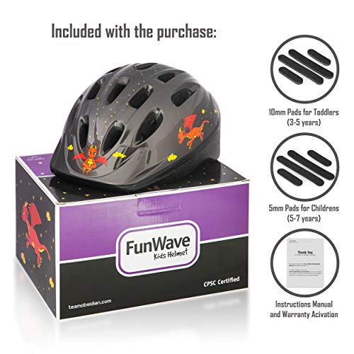 image for TeamObsidian Kids Bike Helmet [ Dragon ] - Adjustable from Toddler to 