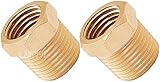 Vixen Horns 3/8" NPT Male to 1/4" NPT Female Brass Thread Reducer Fitting for Train/Air Horn Tanks - Bundle of Two Fittings VXA3814-2