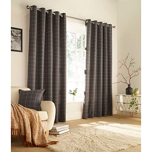 Furn Ellis Ringtop Cortinas Ojal (Par) -Ready Made-Poliéster-Gris-229Cm X 137 Cm, De Poliéster, Gris, 229 X 137 Cm (90" X 54" Pulgadas)