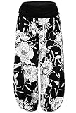BAISHENGGT Women's Floral Print Elastic Waist Harem Pants One Size Black-Floral