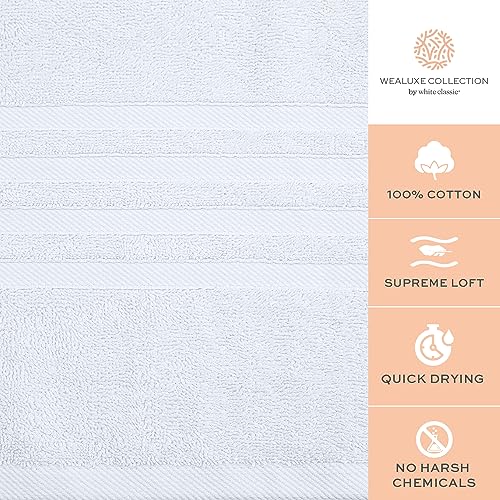Wealuxe White Bath Towels 22x44 Inch, Cotton Towel Set for Bathroom