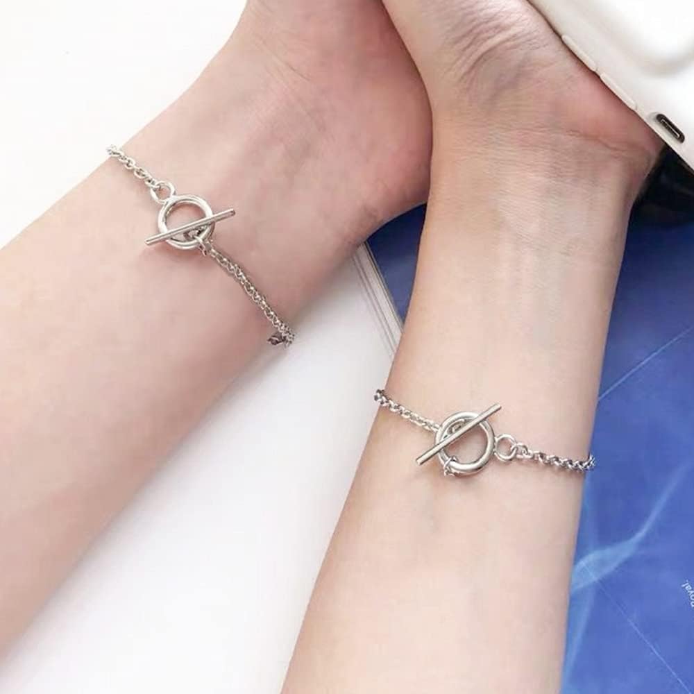 TKOnline 20 Pcs Bracelet Round Link Chains with OT Toggle Clasp Stainless for Women Girls Christmas Birthday, 10 Pcs Silver Color and 10 Pcs 18K Gold Chain Bracelets: Clothing