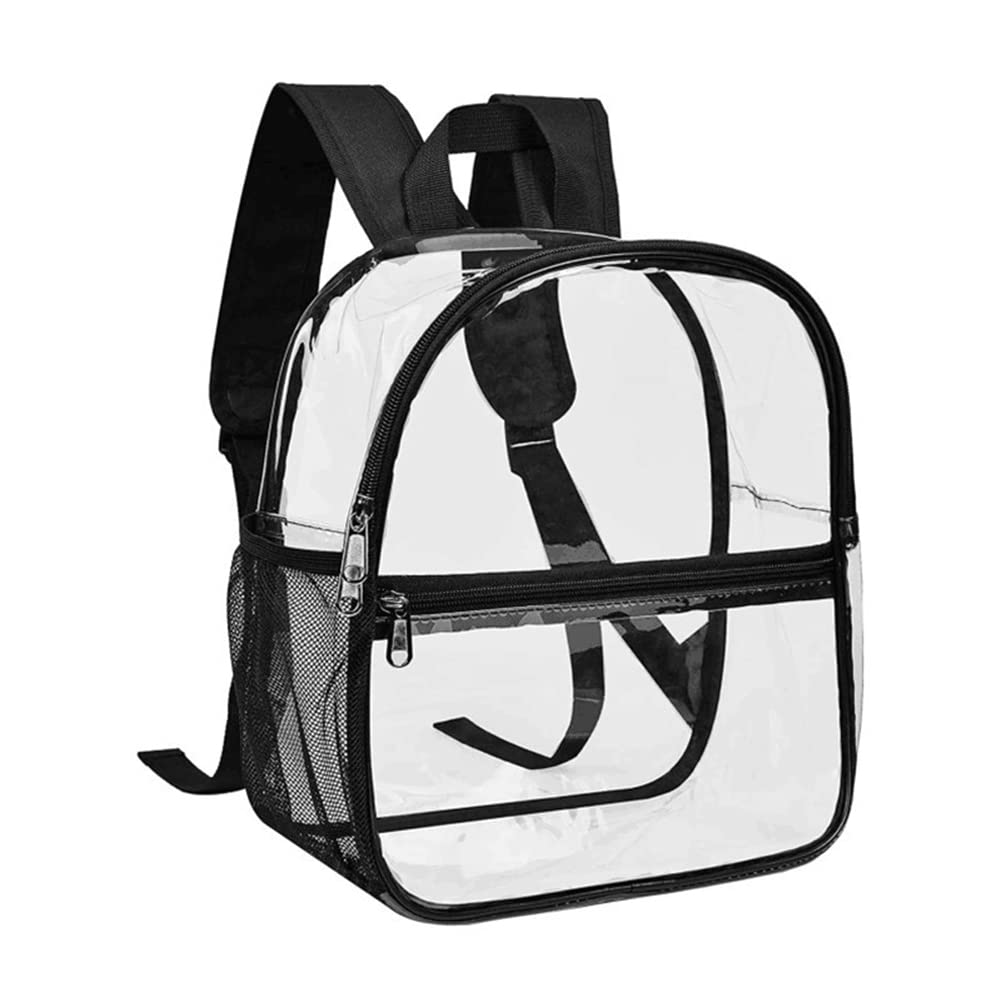 TSLBW Transparent Backpack 32 * 27 * 12.5cm PVC See Through Backpack Waterproof Clear School Rucksack Clear Casual Rucksack for Work Travel Sports Concert Unisex Transparent Casual Daypacks (L Black)