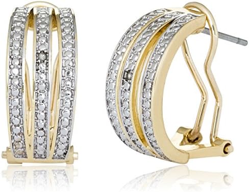 Women's Two Tone Diamond Accent Half Hoop Earrings