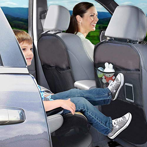 image for XBRN 2 Pack Kick Mat Car Seat Protector and Back Seat Storage Organize