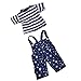 Jili Online Striped T-shirt Shoulder Strap Pants Outfit for 17inch Zapf Baby Born Doll