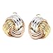 Sparkly Bride Love Knot Clip On Earrings Tricolor Three-tone Gold Plated Women Fashion