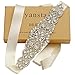 yanstar Ivory Sash Crystal Applique Wedding Bridal Belts In Silver With Pearls Beaded On Wedding Prom Dress-7.7In*2In