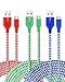 OKRAY 3 Pack 10ft 3M Micro Charging Cable Cord High Speed Nylon Braided Tangle-Free USB 2.0 Charge Sync Cable Compatible for Android, Samsung, HTC, Google Nexus, Sony, Nokia, LG (Red Green Blue)