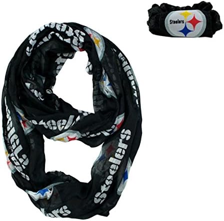 Official National Football League Fan Shop Authentic NFL Womens Infinity Scarf and Hair Scrunchie Bundle Set (Pittsburgh Steelers)