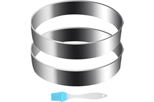 FYMLHOMI 2pcs 8” Pancake Ring Stainless Steel Omelet Ring Large Corn Pancake Mold Nonstick Cooking Rings Pancake Mould Metal Shaper Circles For Fried Egg For Breakfast Pancake Omelette Sandwich