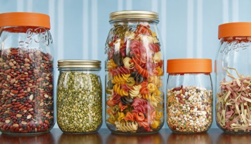 1 Le Parfait Screw Top Jar - Wide Mouth French Glass Preserving Jars - Zero Waste Packaging (1, 3000ml - 96oz - Orange Lid) - Thumbnail 2