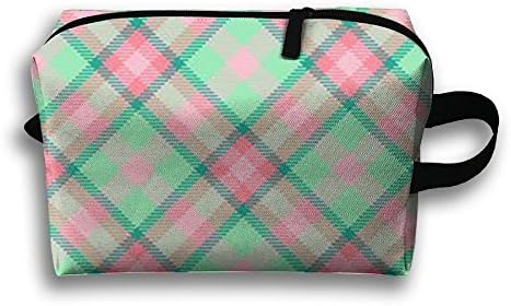 UFHSQOY Travel Cosmetic Bags Brush Pouch Stripe Grid Portable Zipper Wallet Hangbag