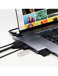 Sinstar   Adaptador USB C 7 en 1 para MacBook Pro 2016   2018 de 13 y 15 pulgadas, Thunderbolt 3 1.41 oz s, tipo C, 1000 Mbps, lector de tarjetas SD TF, HDMI 4 K, USB 3.0