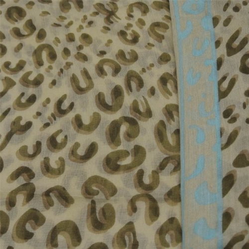 Wrapables Leopard Print Scarf with Pastel Edging - Sky Blue