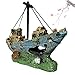❤Ywoow❤ Aquarium Ornament Aquarium Landscaping Aquarium Landscaping Decoration Aquarium Fish Tank Landscape Pirate Ship Wreck Ship Decor Resin Boat Ornament (A)thumb 4