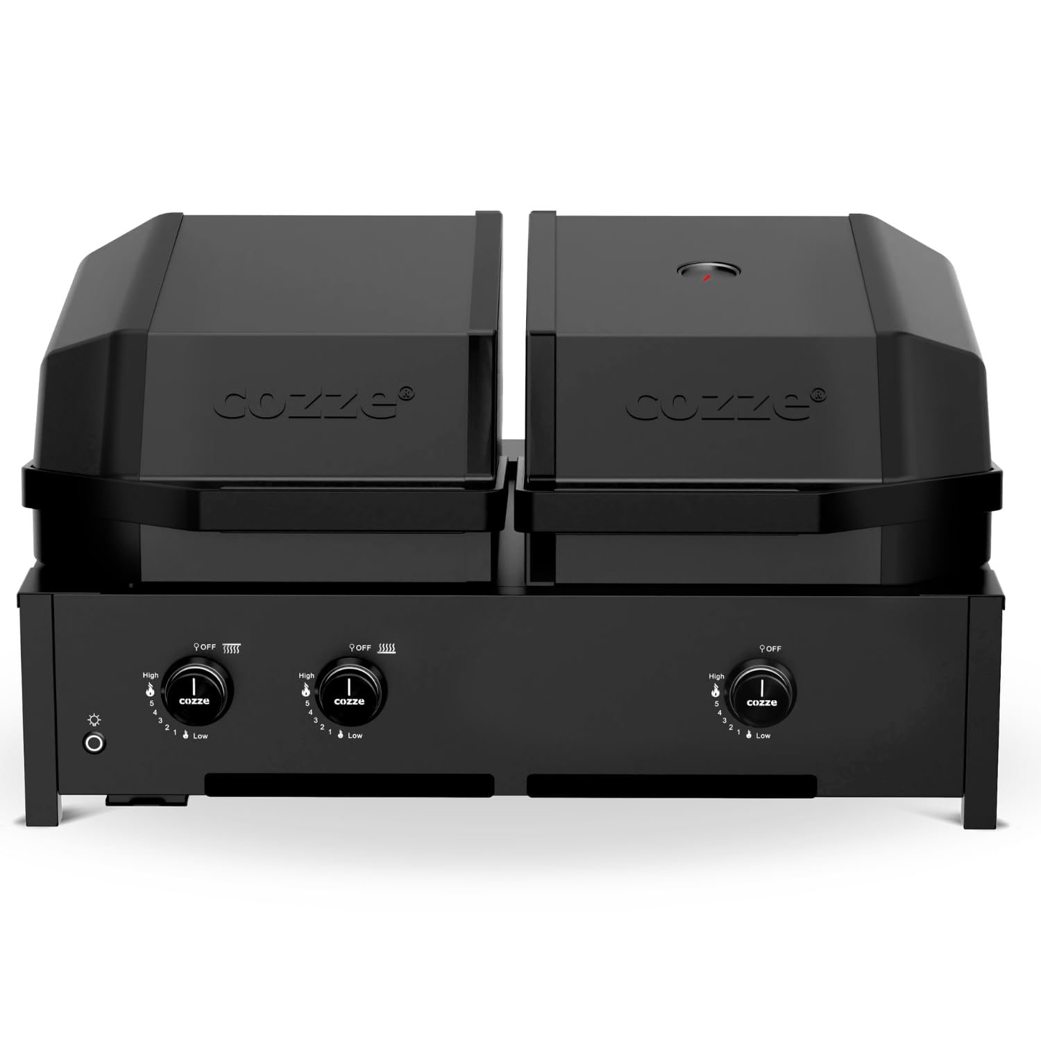 Cozze® Quattro 900 4-in-1 Gasgrill Station: Pizzaofen, Plancha, Grill & 800°C Steakzone – Inkl. Pizzastein & Gusseisenplatte mit 3 Brenner + Infrarot (13 kW) 3