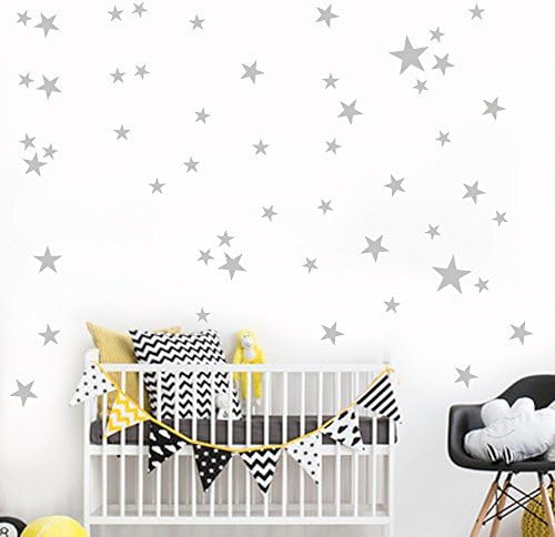 38 Pcs Star Wall Stickers,veyikdg Removable Art Vinyl Mural Wallpaper Home Living Room Bedroom Decoration Adults Kids Self Adhesive Craft Ceiling Rooms Wall Door Windows Sticker (Gray)