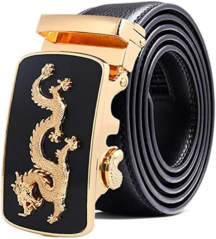 NOMSOCR Men's Premium Quality Genuine Leather Ratchet Dress Belt with Automatic Buckle