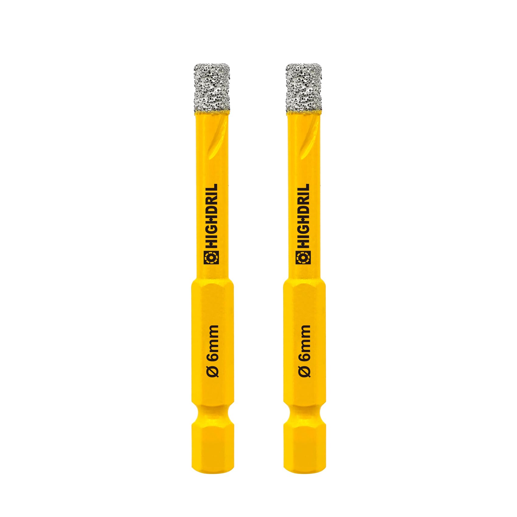 HIGHDRIL Dry Diamond Drill Bits,2pcs 6mm 1/4" with Hex Shank for Granite Marble Porcelain Tile Ceramic