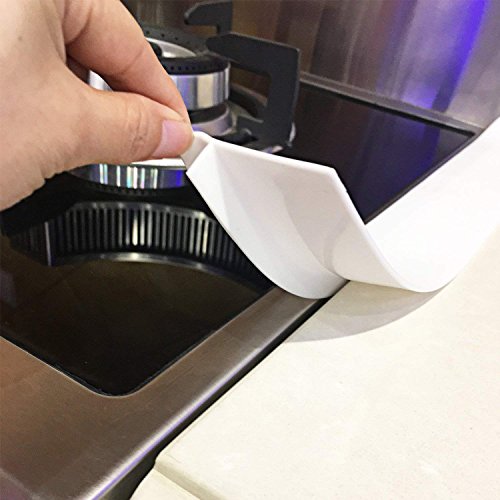 Kitchen Silicone Stove Counter Gap Cover 25" Set of 2 Heat Resistant Wide & Long Gap Filler Seals Spills Between Counter Stoves Washing Machines Kitchen Appliances Furniture White